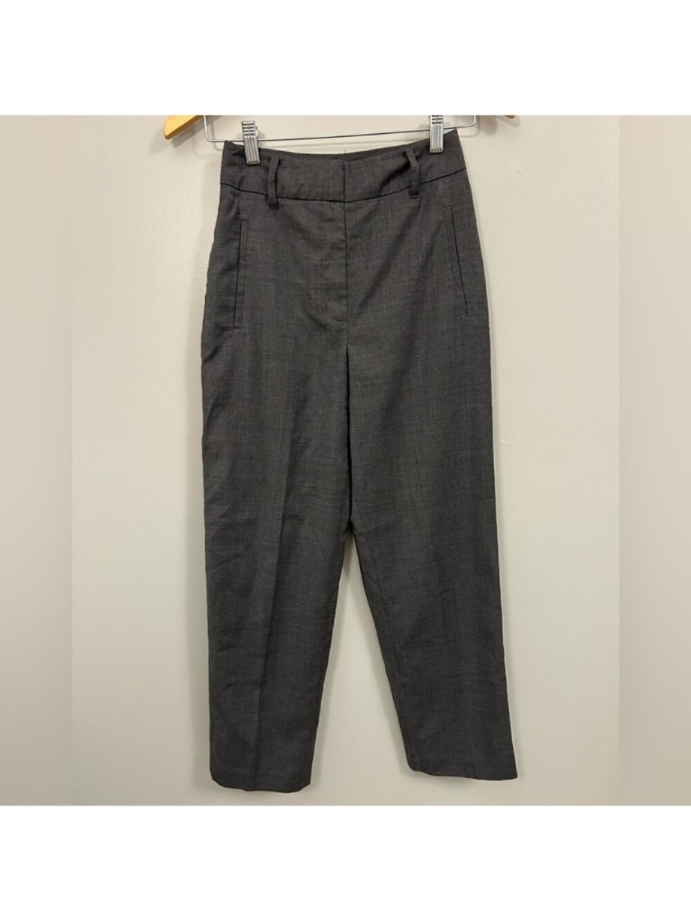 Aritzia Wilfred Charcoal Trousers Women’s Size 0 Plaid Wool Blend